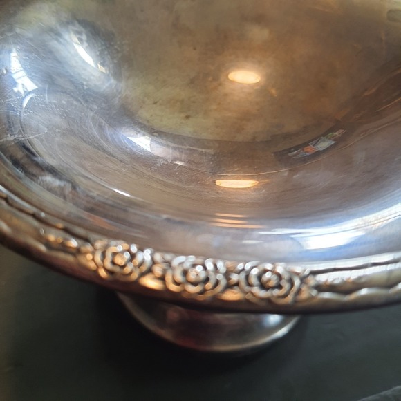 Antique Camille International Silver Co 6040 Compote Pedestal Dish Floral Patter - Picture 3 of 8